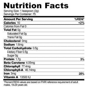 Organic Chlorella Philippines Nutrition Facts