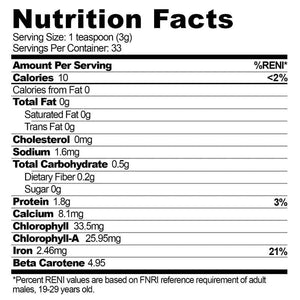 Organic Spirulina Philippines Nutrition Facts