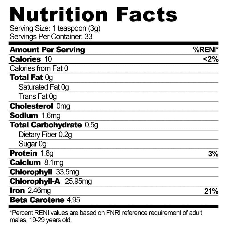 Organic Spirulina Philippines Nutrition Facts